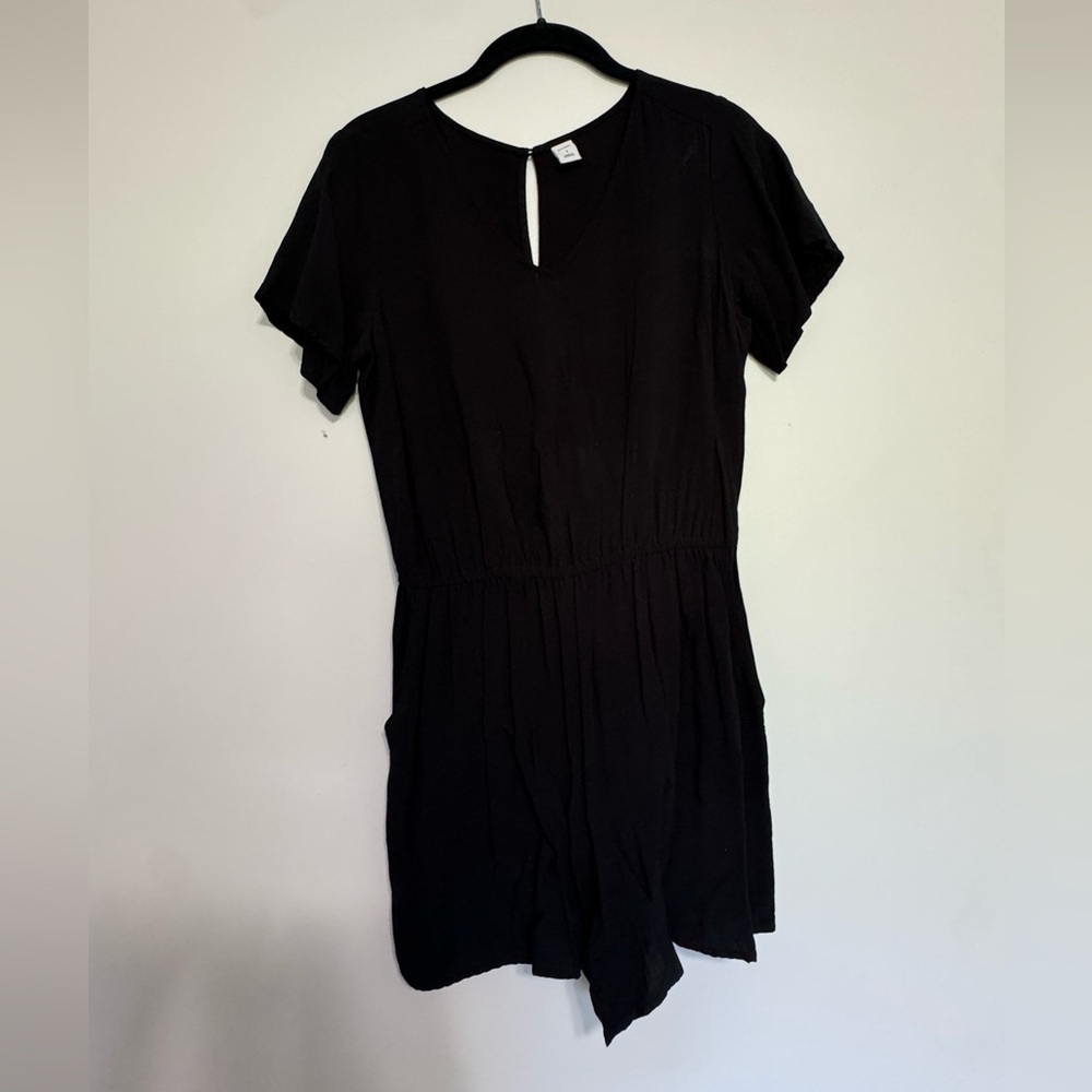 Old Navy Black Mini Dress Crew Neck Short Sleeve Casual